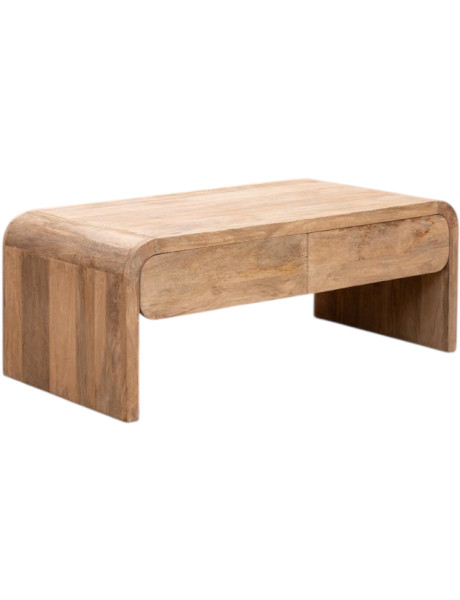 Table basse bois clair 2 tiroirs 120x60,5x46,5 cm Losail  - 1
