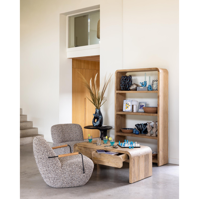 Table basse bois clair 2 tiroirs 120x60,5x46,5 cm Losail  - 7