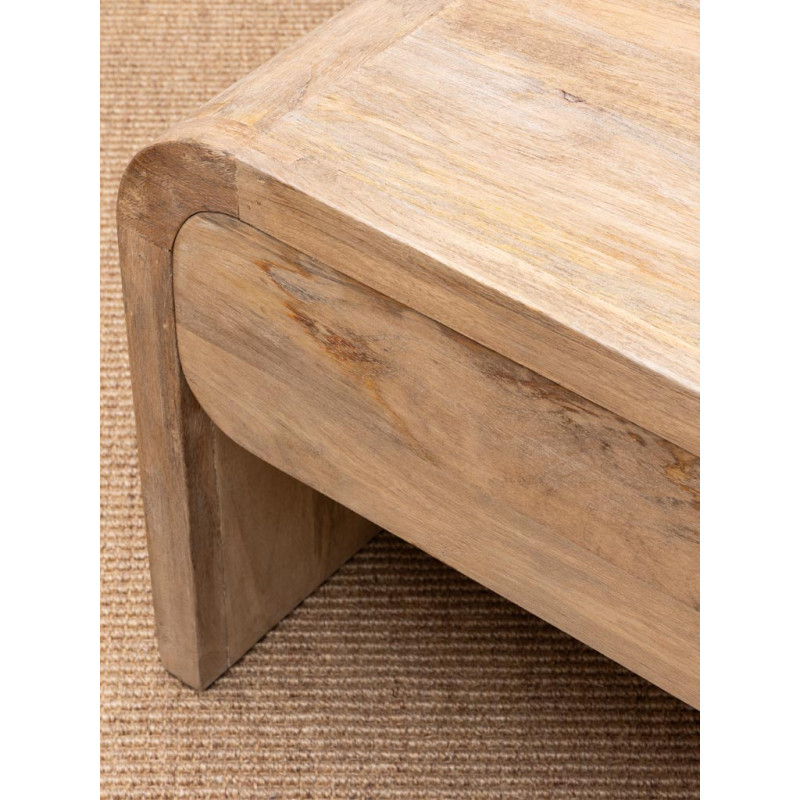 Table basse bois clair 2 tiroirs 120x60,5x46,5 cm Losail  - 6