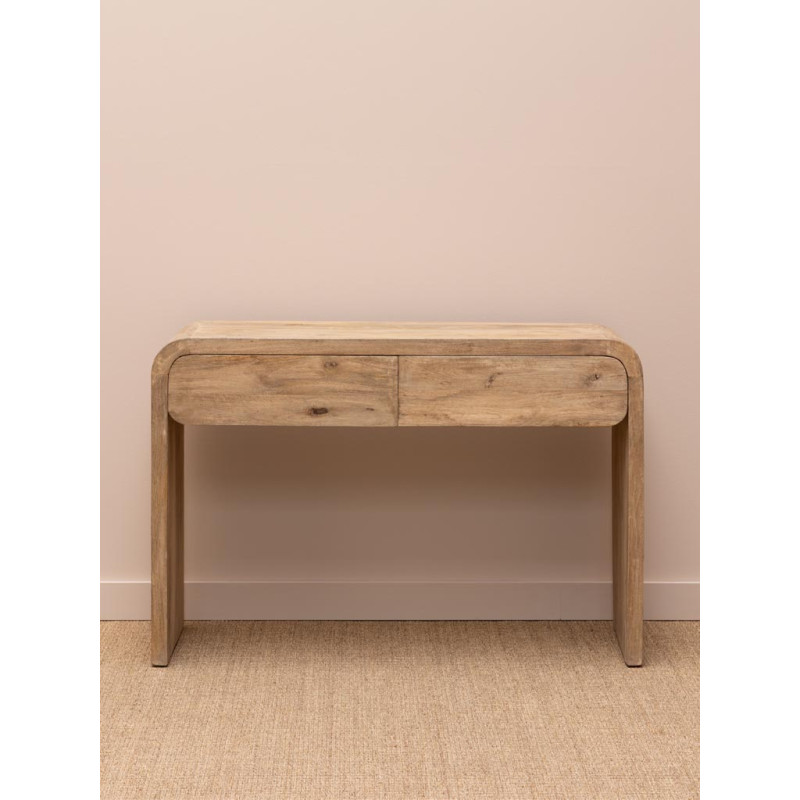 Console d’entrée bois clair 2 tiroirs 120 cm Losail  - 2