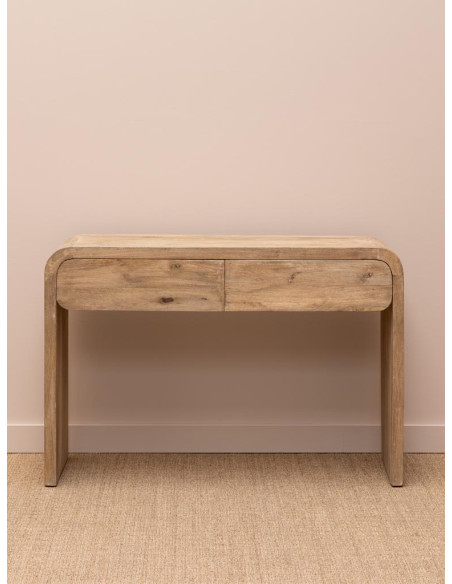 Console d’entrée bois clair 2 tiroirs 120 cm Losail  - 2