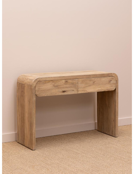 Console d’entrée bois clair 2 tiroirs 120 cm Losail  - 3