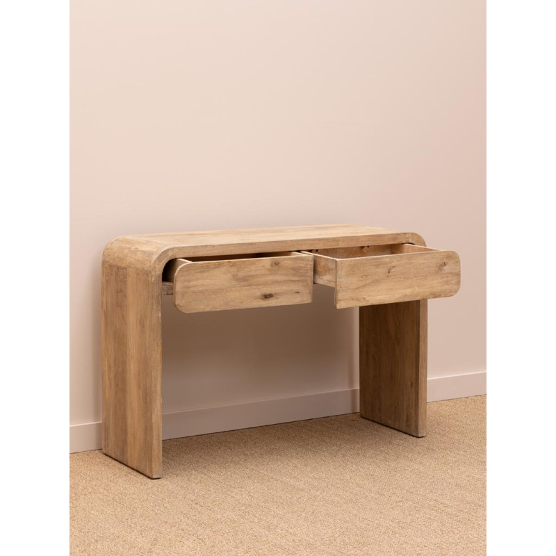 Console d’entrée bois clair 2 tiroirs 120 cm Losail  - 4