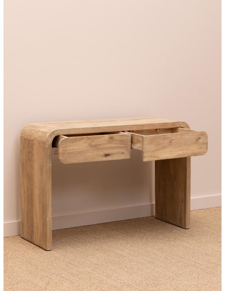 Console d’entrée bois clair 2 tiroirs 120 cm Losail  - 4