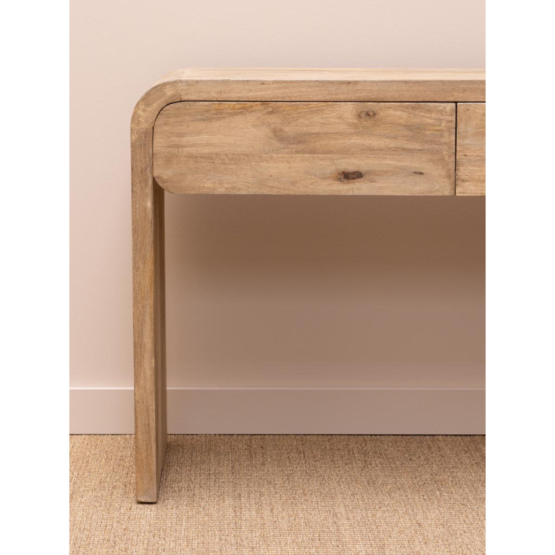 Console d’entrée bois clair 2 tiroirs 120 cm Losail  - 5