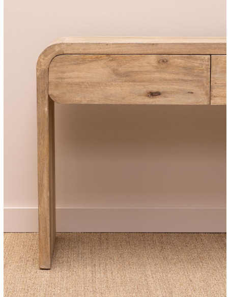 Console d’entrée bois clair 2 tiroirs 120 cm Losail  - 5