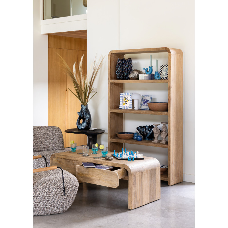 Table basse bois clair 2 tiroirs 120x60,5x46,5 cm Losail  - 2