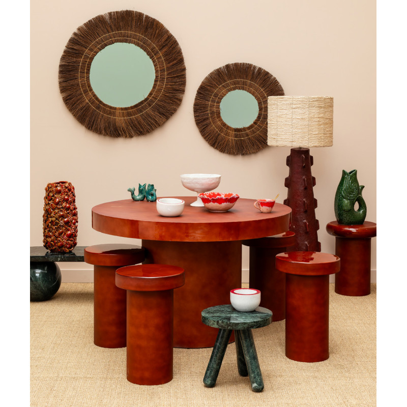 Table à manger ronde métal bordeaux 120 cm Grenade  - 2