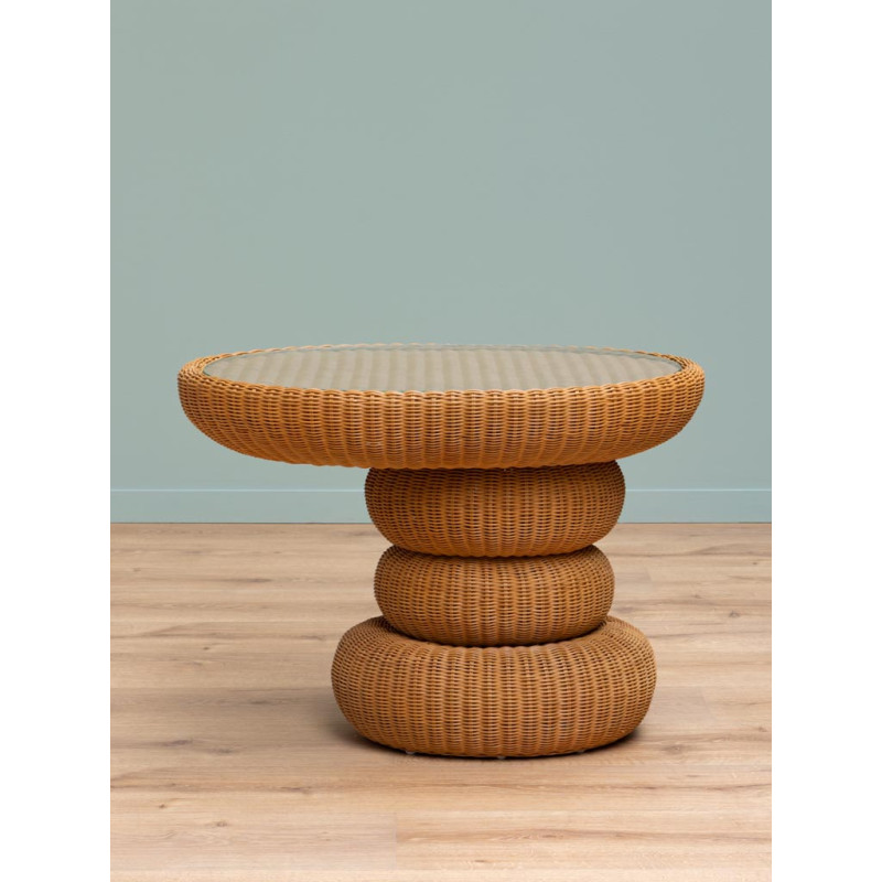 Table d’appoint rotin plateau verre 82x57x58 cm Tanéa  - 3