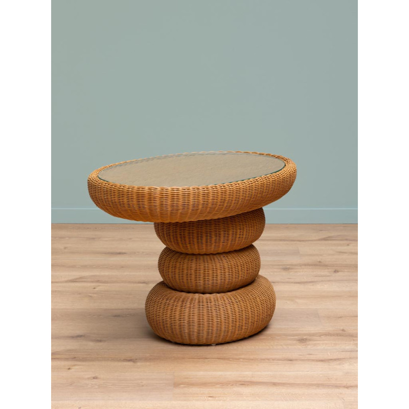 Table d’appoint rotin plateau verre 82x57x58 cm Tanéa  - 4