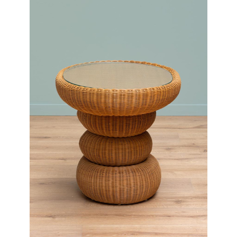 Table d’appoint rotin plateau verre 82x57x58 cm Tanéa  - 5