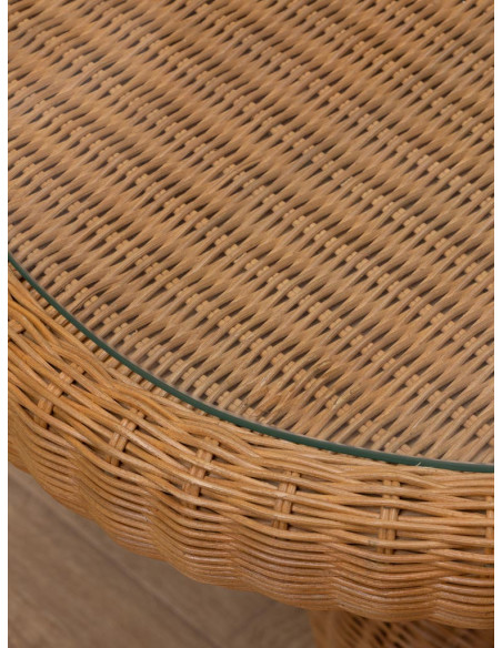 Table d’appoint rotin plateau verre 82x57x58 cm Tanéa  - 6