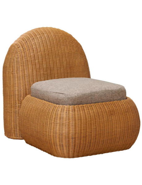 Fauteuil lounge rotin coussin taupe 74x100x82 cm Tanéa  - 1