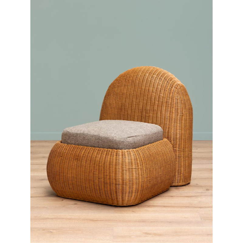 Fauteuil lounge rotin coussin taupe 74x100x82 cm Tanéa  - 3
