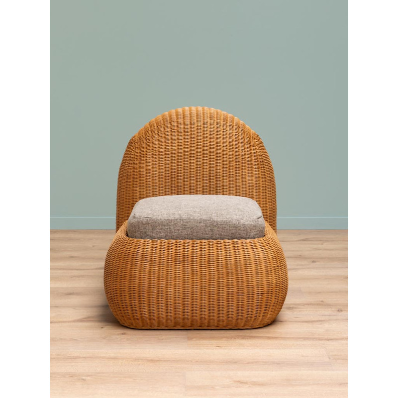 Fauteuil lounge rotin coussin taupe 74x100x82 cm Tanéa  - 4