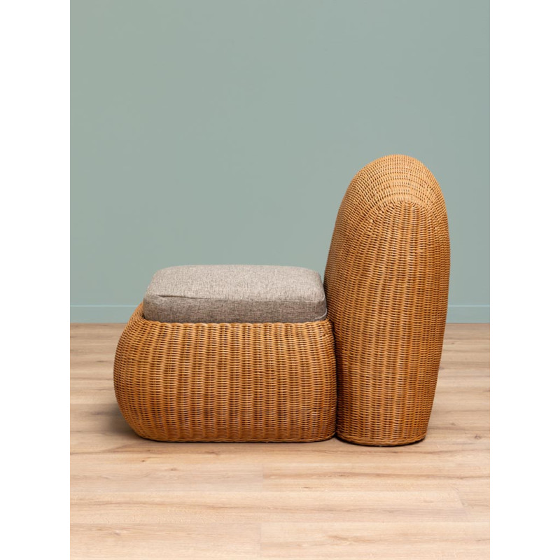 Fauteuil lounge rotin coussin taupe 74x100x82 cm Tanéa  - 5