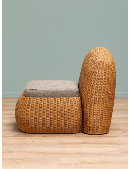 Fauteuil lounge rotin coussin taupe 74x100x82 cm Tanéa  - 5