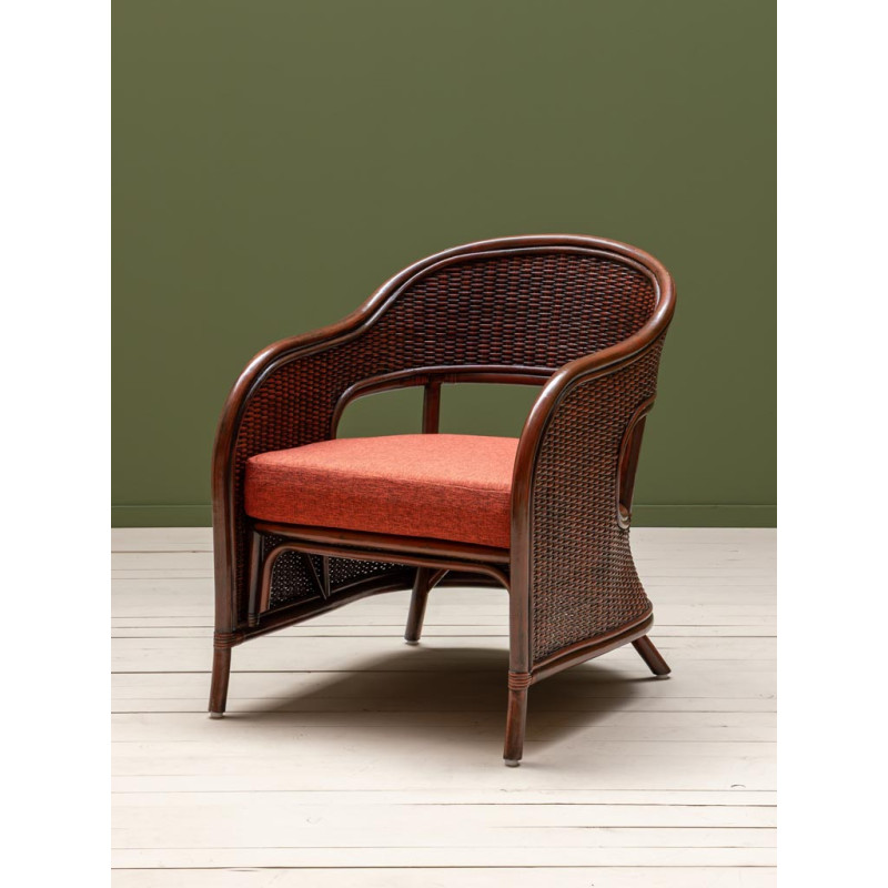 Fauteuil rotin marron coussin terracotta 60,5x76x78 cm Pigmento  - 3