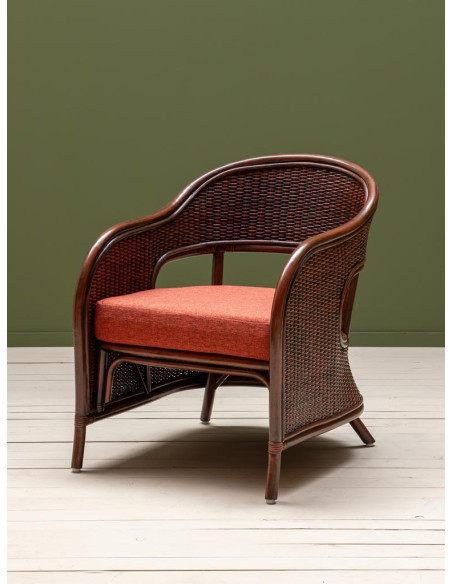 Fauteuil rotin marron coussin terracotta 60,5x76x78 cm Pigmento  - 3