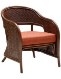 Fauteuil rotin marron coussin terracotta 60,5x76x78 cm Pigmento