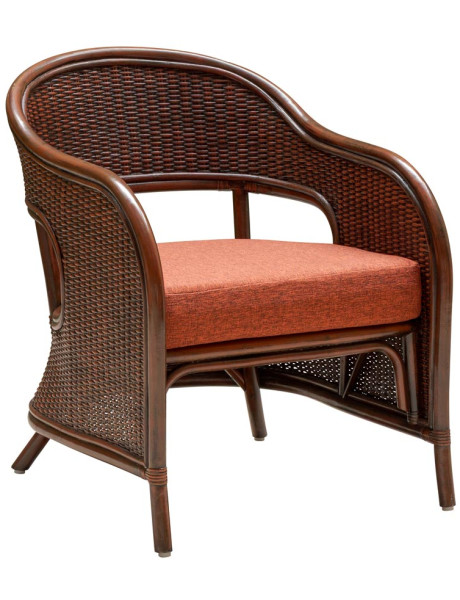 Fauteuil rotin marron coussin terracotta 60,5x76x78 cm Pigmento  - 1