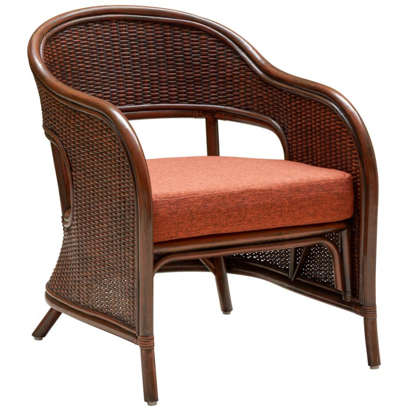 Fauteuil rotin marron coussin terracotta 60,5x76x78 cm Pigmento  - 1