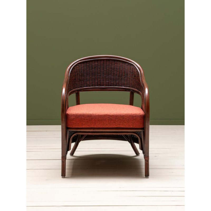 Fauteuil rotin marron coussin terracotta 60,5x76x78 cm Pigmento  - 2