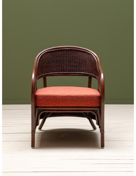 Fauteuil rotin marron coussin terracotta 60,5x76x78 cm Pigmento  - 2