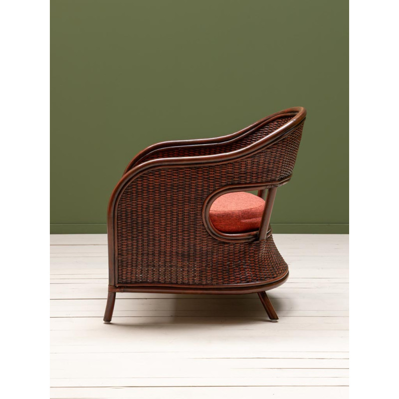 Fauteuil rotin marron coussin terracotta 60,5x76x78 cm Pigmento  - 4