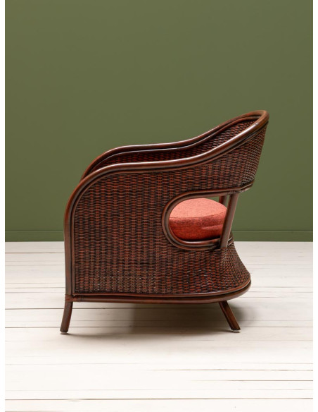 Fauteuil rotin marron coussin terracotta 60,5x76x78 cm Pigmento  - 4