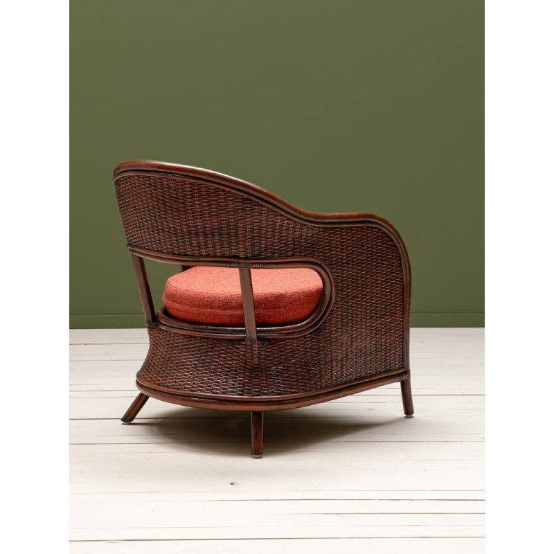 Fauteuil rotin marron coussin terracotta 60,5x76x78 cm Pigmento  - 5