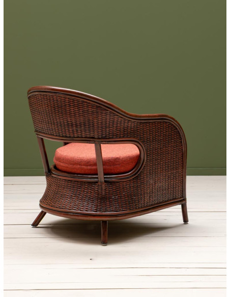 Fauteuil rotin marron coussin terracotta 60,5x76x78 cm Pigmento  - 5