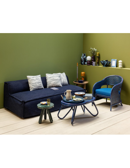 Fauteuil rotin coussin bleu 60,5x76x78 cm Pigmento  - 8
