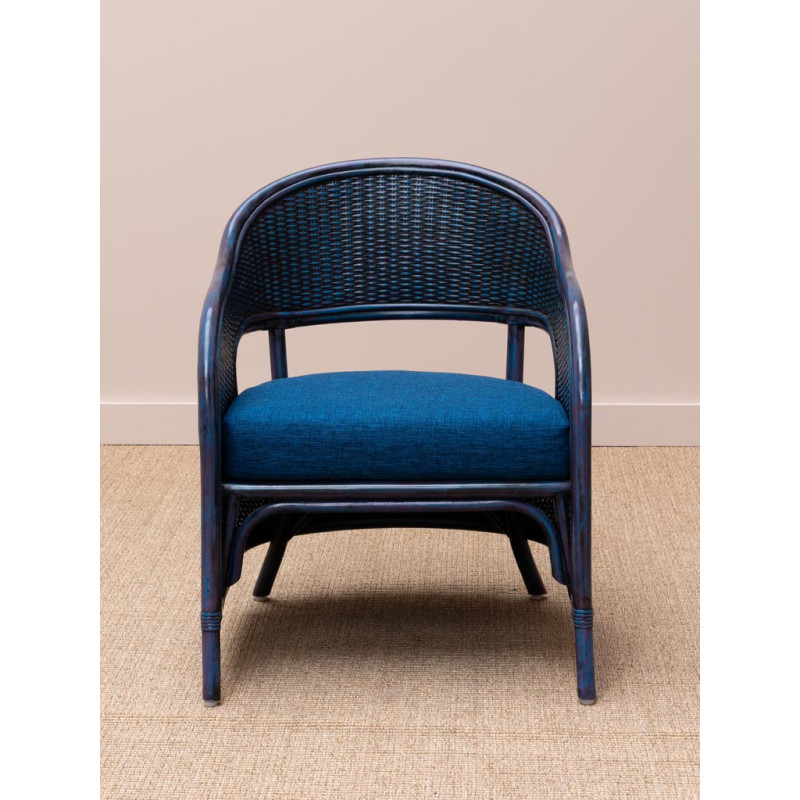 Fauteuil rotin coussin bleu 60,5x76x78 cm Pigmento  - 3