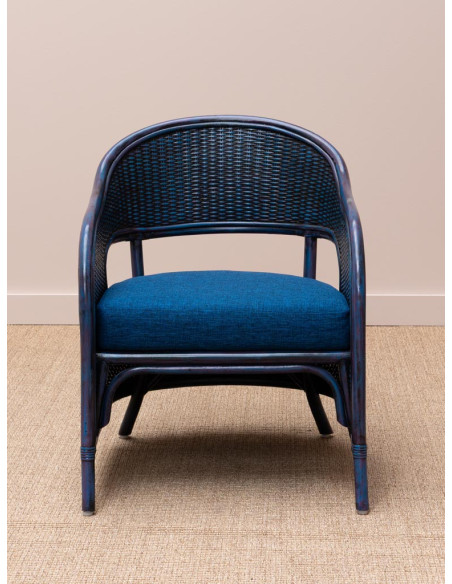 Fauteuil rotin coussin bleu 60,5x76x78 cm Pigmento  - 3