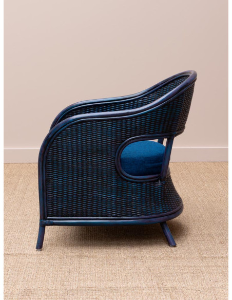 Fauteuil rotin coussin bleu 60,5x76x78 cm Pigmento  - 5
