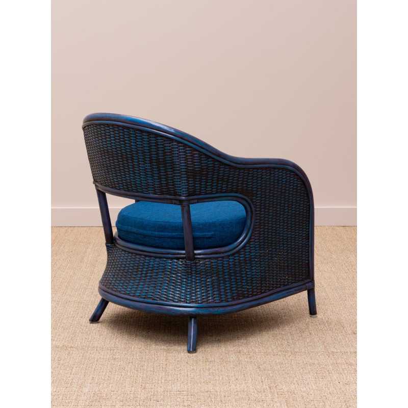 Fauteuil rotin coussin bleu 60,5x76x78 cm Pigmento  - 6