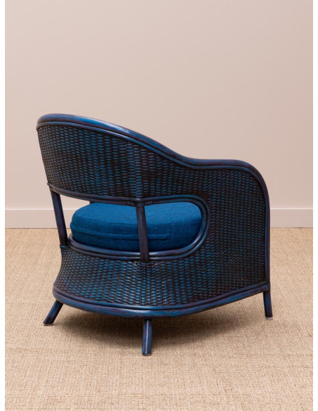 Fauteuil rotin coussin bleu 60,5x76x78 cm Pigmento  - 6