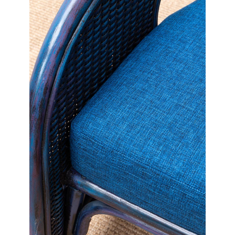 Fauteuil rotin coussin bleu 60,5x76x78 cm Pigmento  - 7
