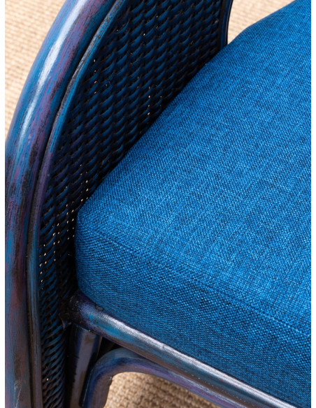 Fauteuil rotin coussin bleu 60,5x76x78 cm Pigmento  - 7