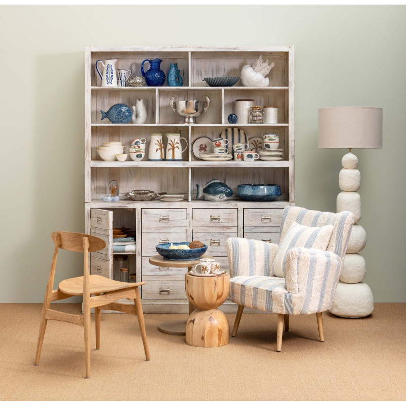 Fauteuil rayé coton bleu 77x76x84 cm Harina  - 10