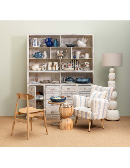 Fauteuil rayé coton bleu 77x76x84 cm Harina  - 10