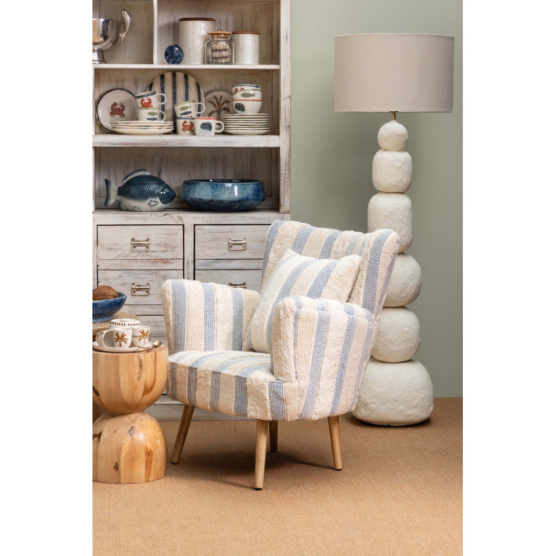 Fauteuil rayé coton bleu 77x76x84 cm Harina  - 2
