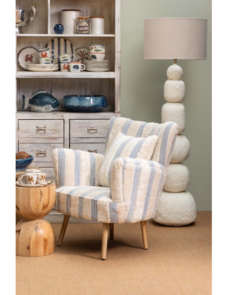 Fauteuil rayé coton bleu 77x76x84 cm Harina  - 2