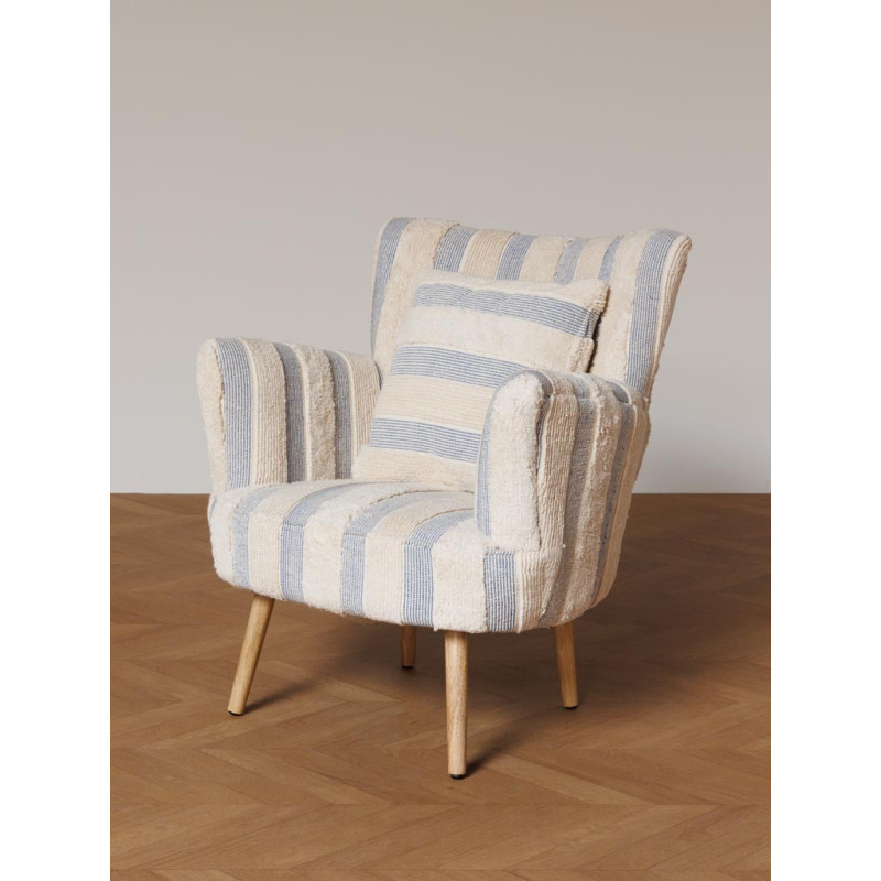 Fauteuil rayé coton bleu 77x76x84 cm Harina  - 4