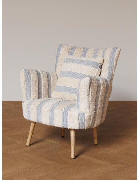 Fauteuil rayé coton bleu 77x76x84 cm Harina  - 4