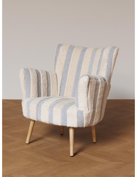 Fauteuil rayé coton bleu 77x76x84 cm Harina  - 8