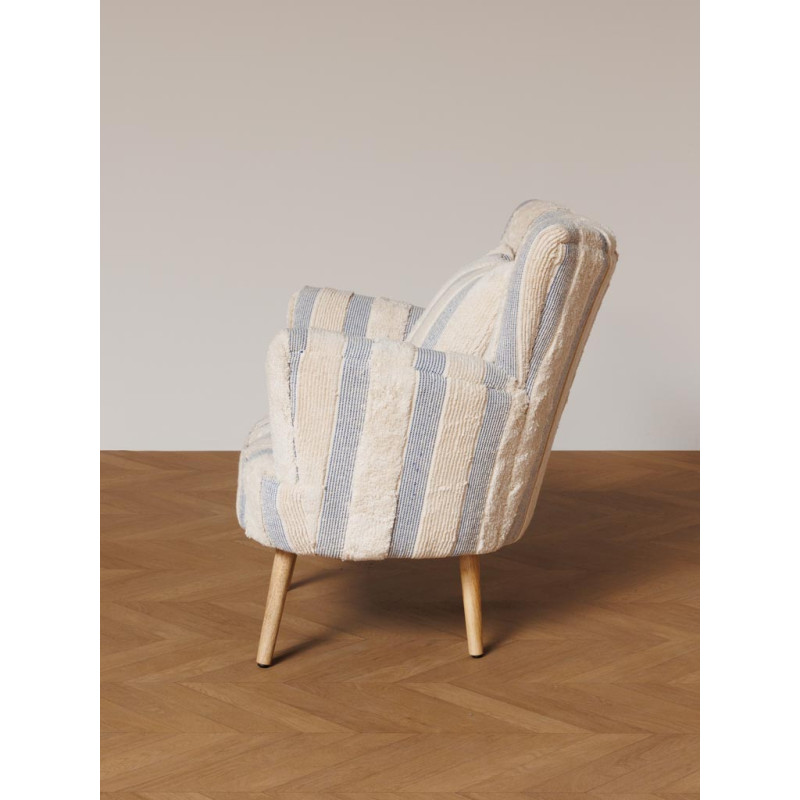 Fauteuil rayé coton bleu 77x76x84 cm Harina  - 6