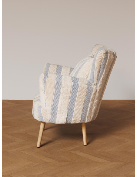 Fauteuil rayé coton bleu 77x76x84 cm Harina  - 6