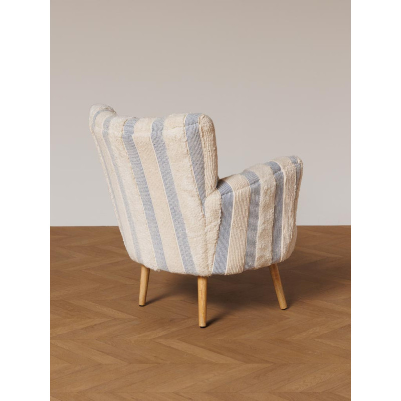 Fauteuil rayé coton bleu 77x76x84 cm Harina  - 7